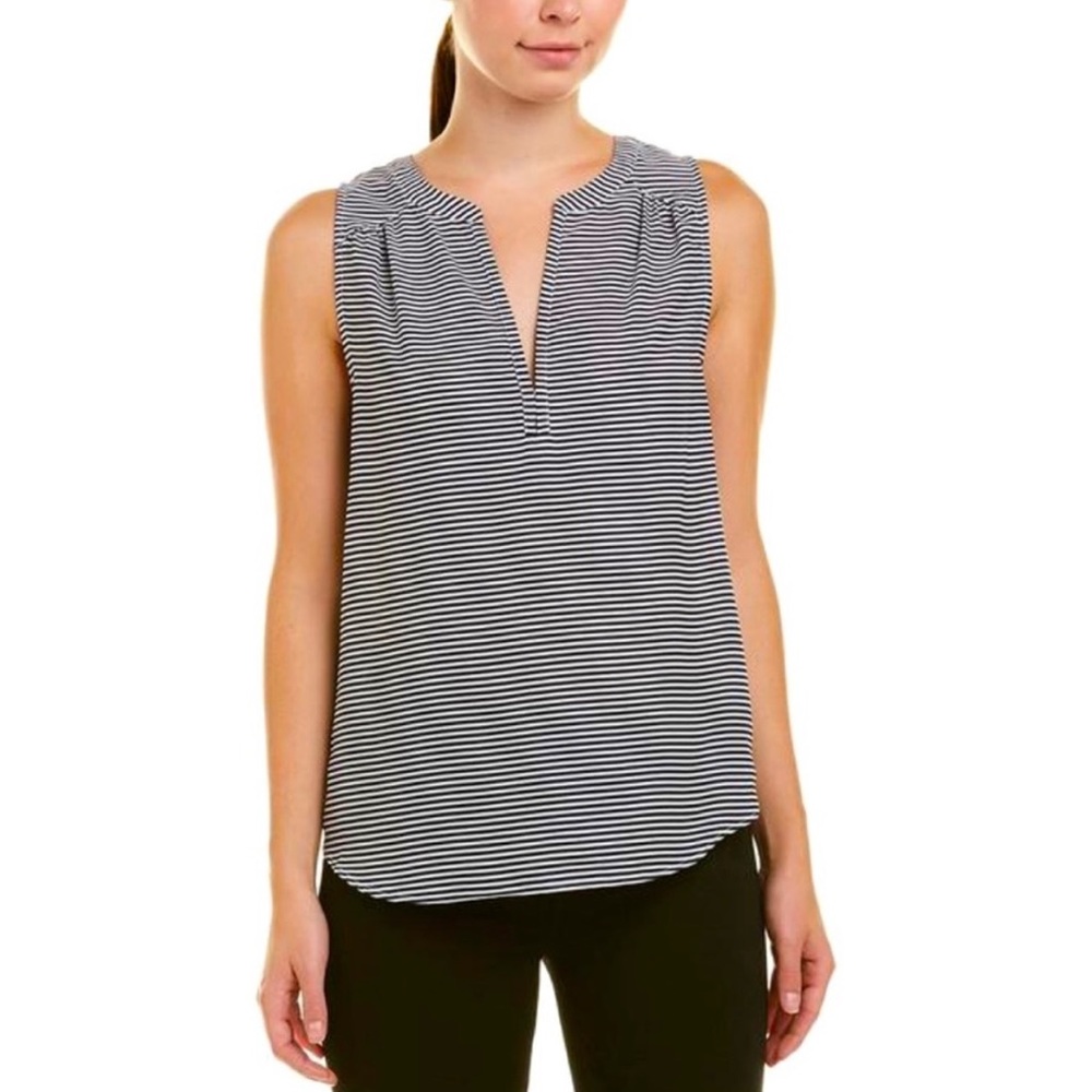 Joie Sleeveless Black and White Striped V Neck Blouse Size Small